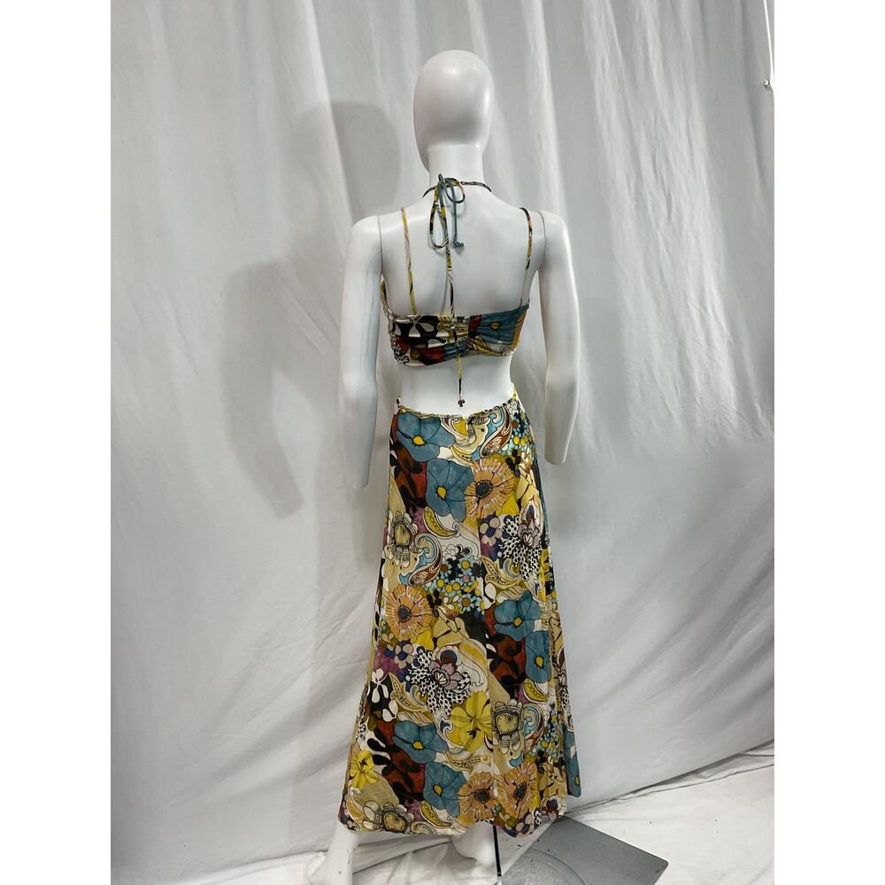 Revolve 'Cassandra' Yellow Halterneck Cut Out Dress Size S - Picture 3 of 4